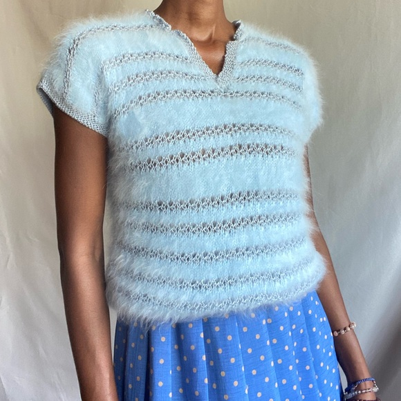 Fuzzy baby blue sweater - Picture 3 of 12